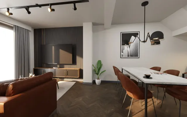 Salon z aneksem kuchennym, lokal typu 1A