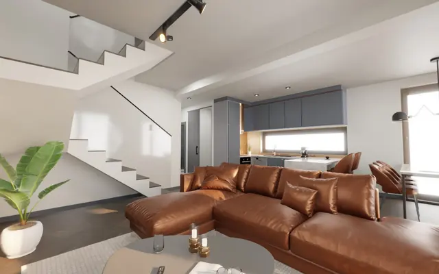 Salon domu z garażem, lokal typu 3A
